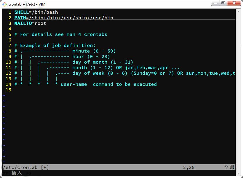 crontab config